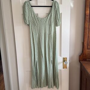 🌿ASOS green/cream polka dot dress. Size 12.